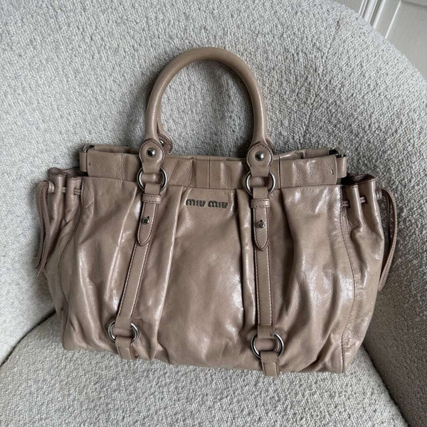 Miu Miu Vitello Beige Leather Handbag