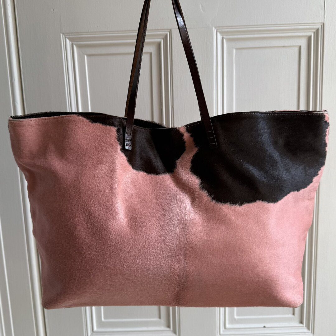 Fendi Pony Hair Cow Print Pink Tote Bag