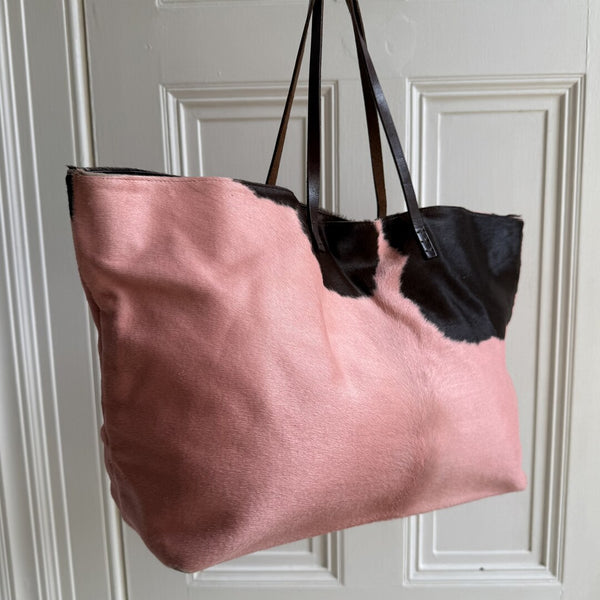 Fendi Pony Hair Cow Print Pink Tote Bag