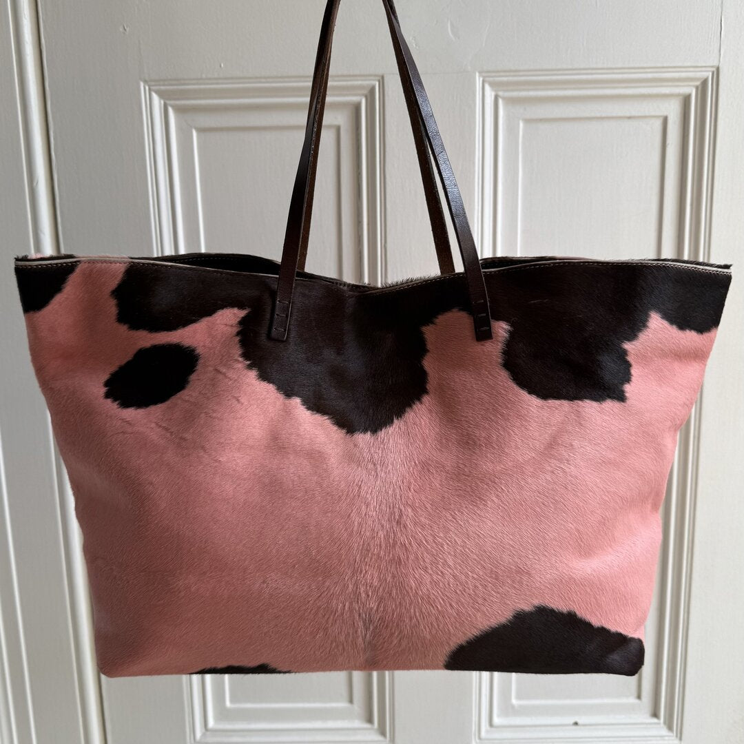 Fendi Pony Hair Cow Print Pink Tote Bag