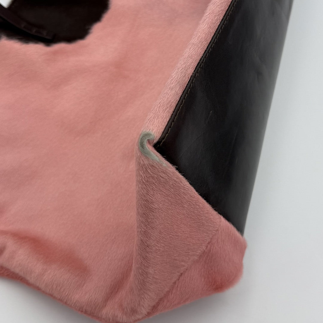 Fendi Pony Hair Cow Print Pink Tote Bag