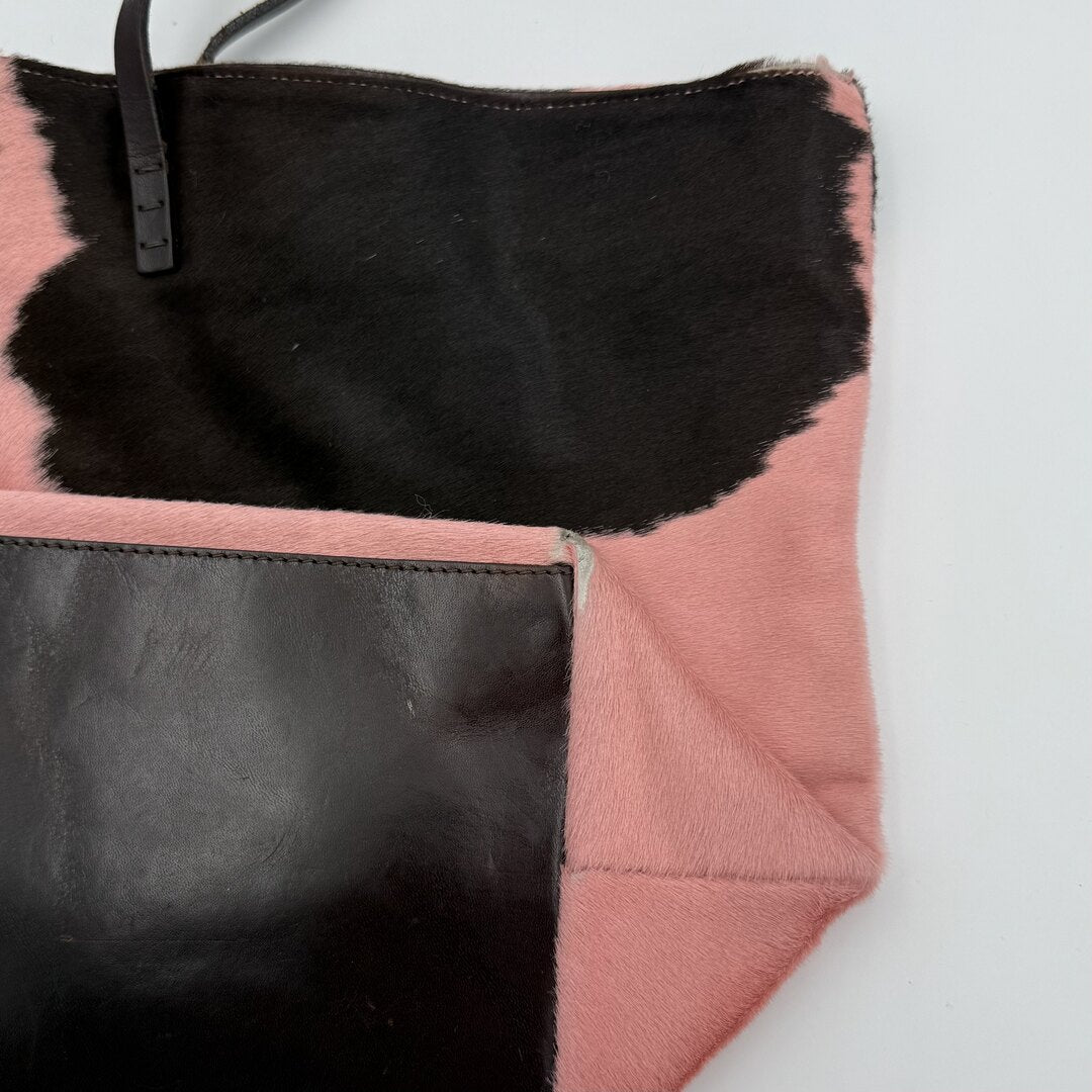 Fendi Pony Hair Cow Print Pink Tote Bag