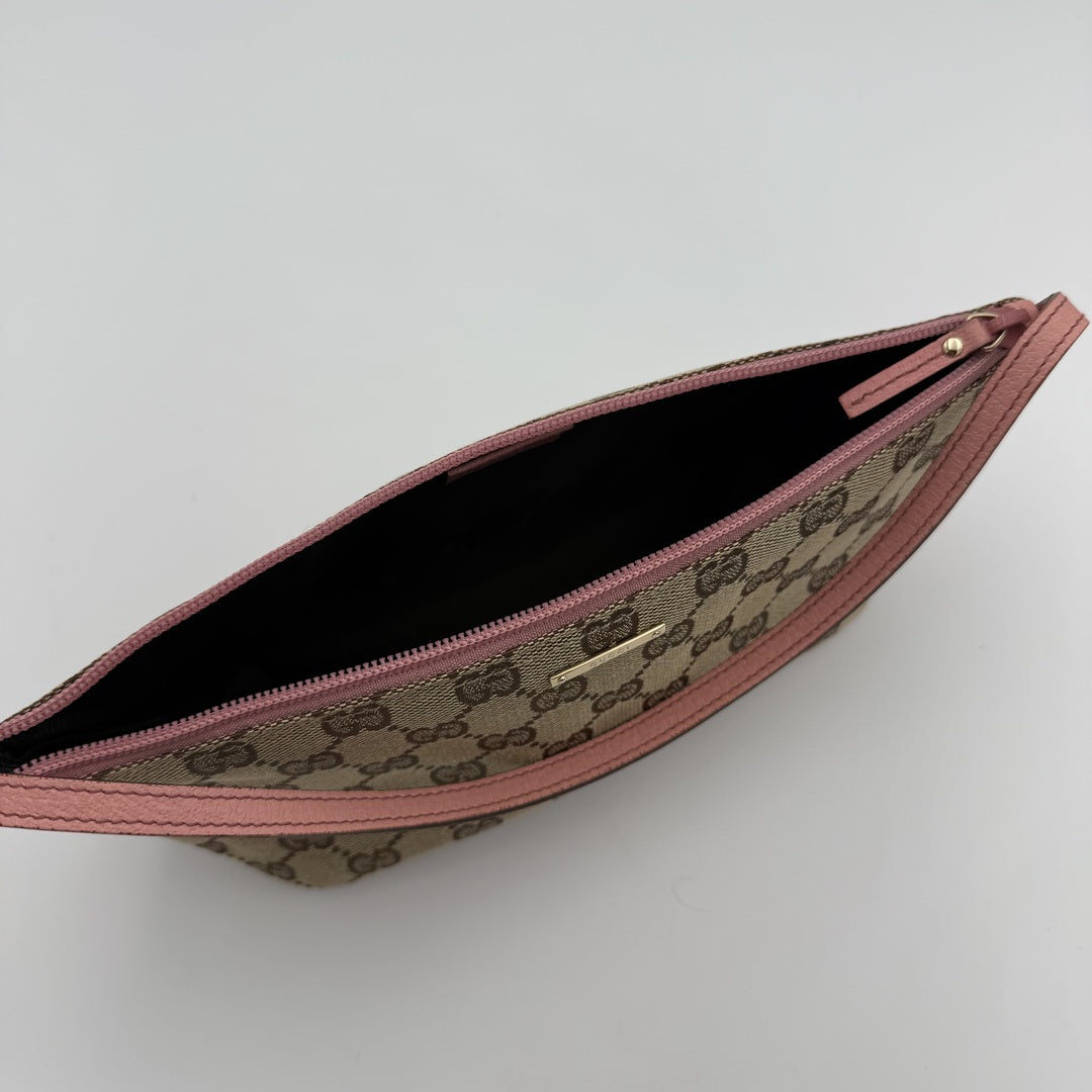 Gucci GG Monogram Pink Boat Pochette Handbag
