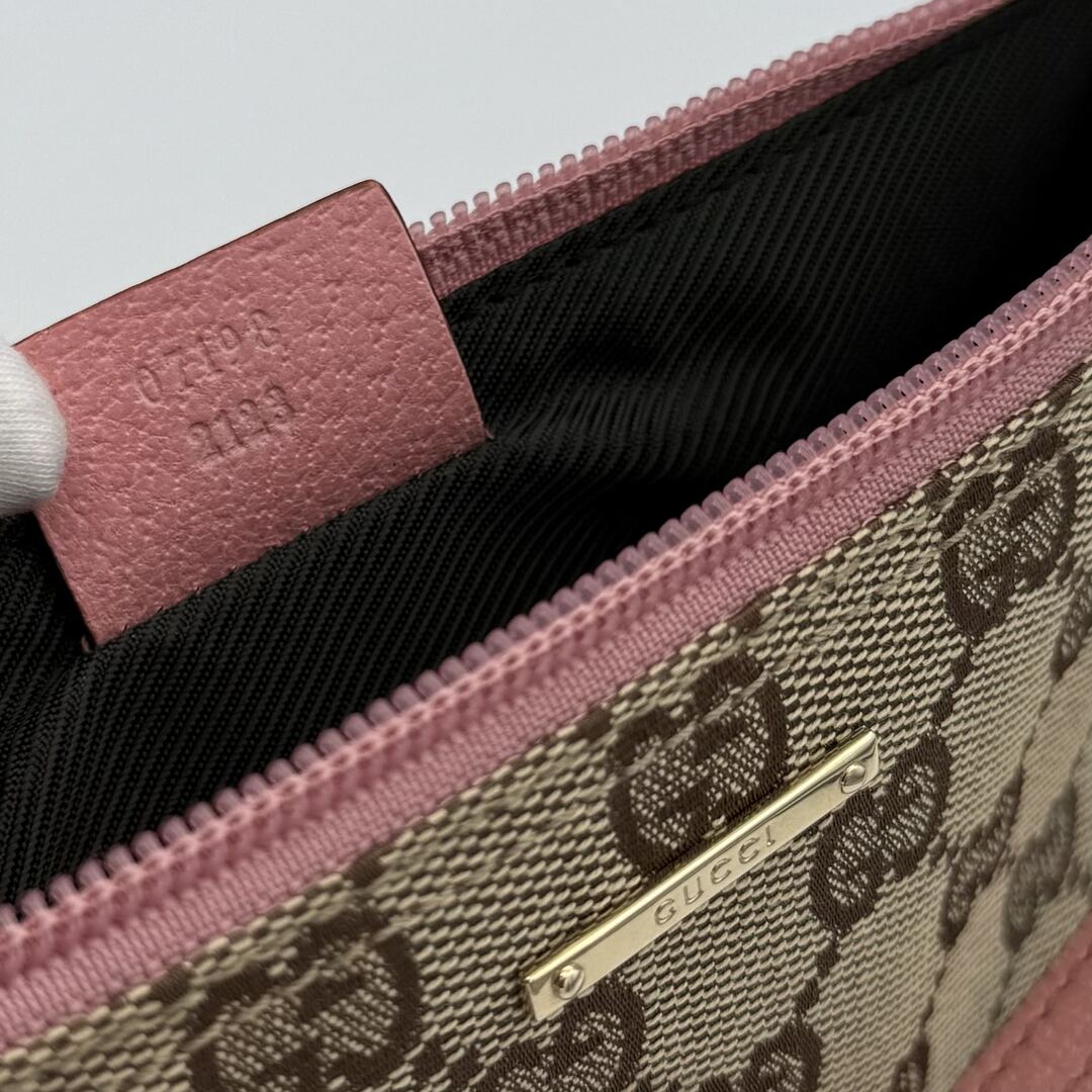 Gucci GG Monogram Pink Boat Pochette Handbag