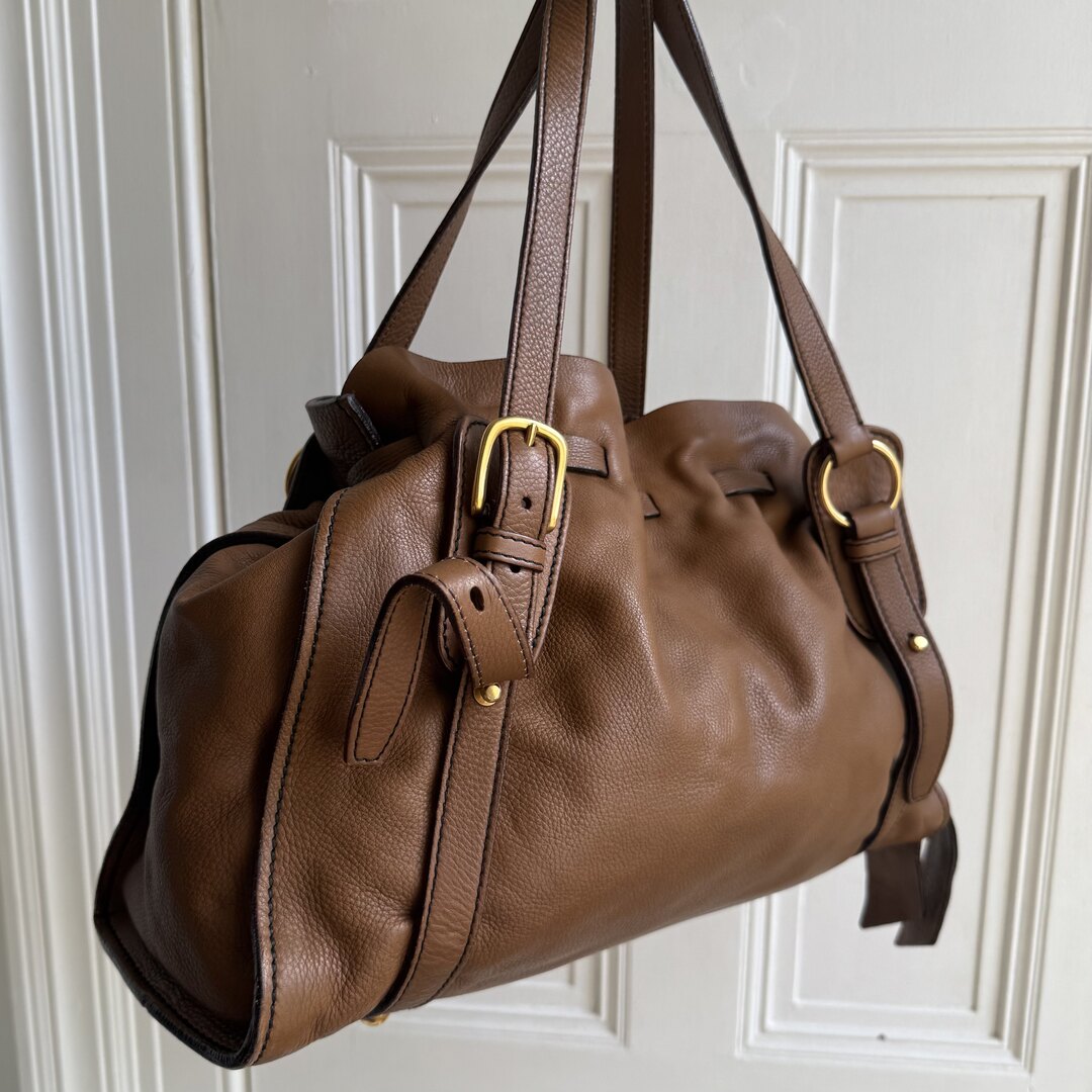 Miu Miu Vitello Leather Brown Tote Bag