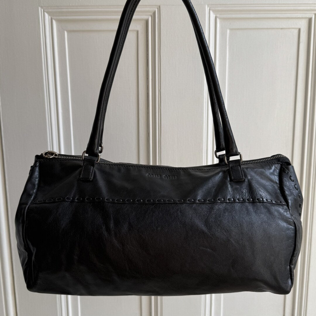 Archive Miu Miu Black Leather Shoulder Bag