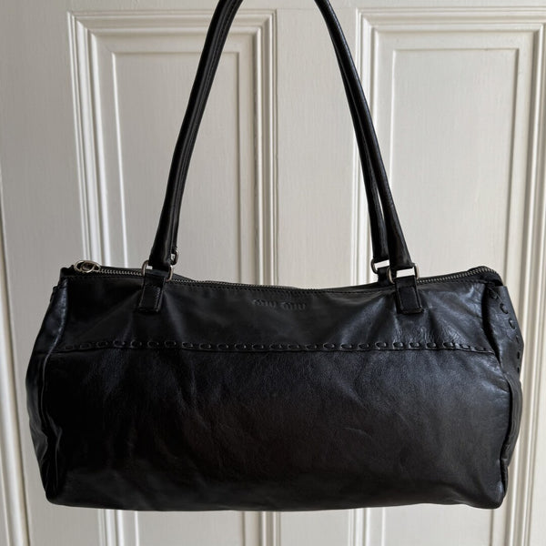 Archive Miu Miu Black Leather Shoulder Bag