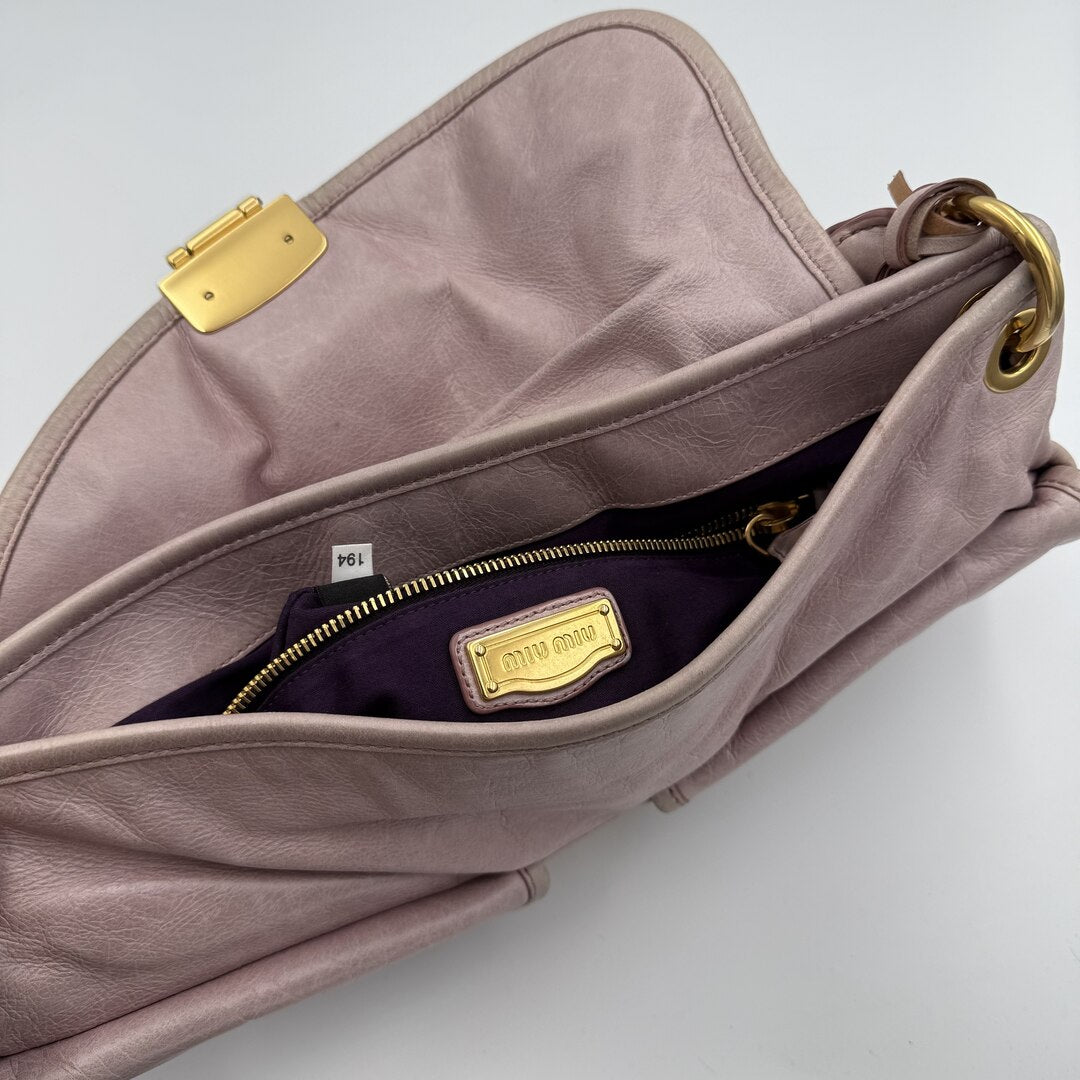 Miu Miu Matelasse Leather Dusty Pink Shoulder Bag