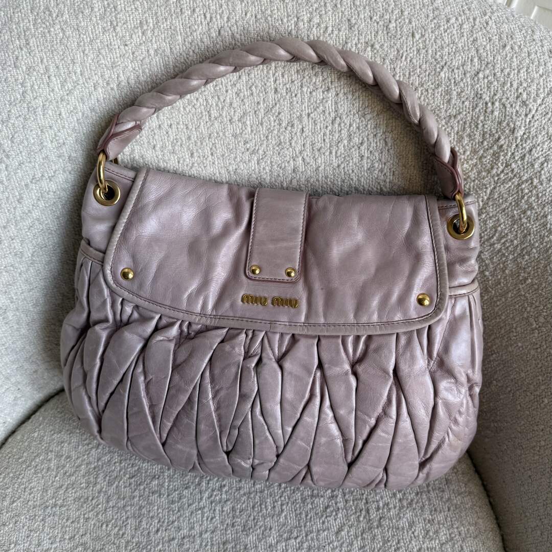 Miu Miu Matelasse Leather Dusty Pink Shoulder Bag