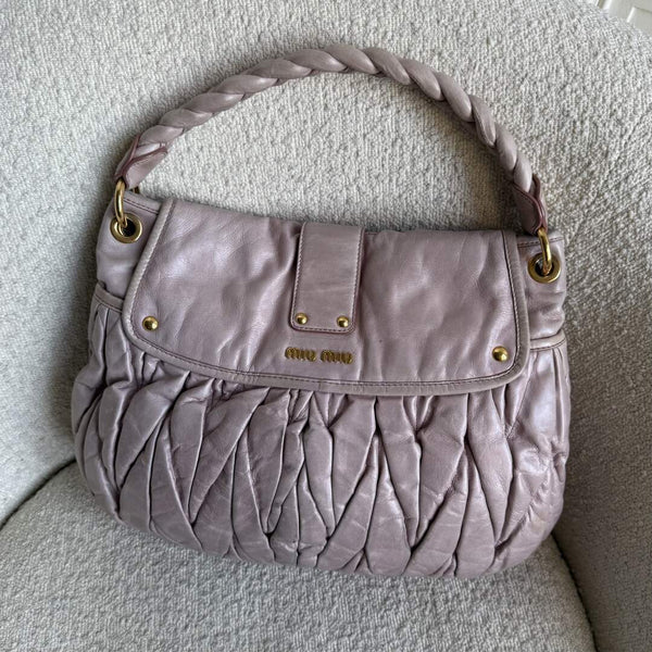 Miu Miu Matelasse Leather Dusty Pink Shoulder Bag