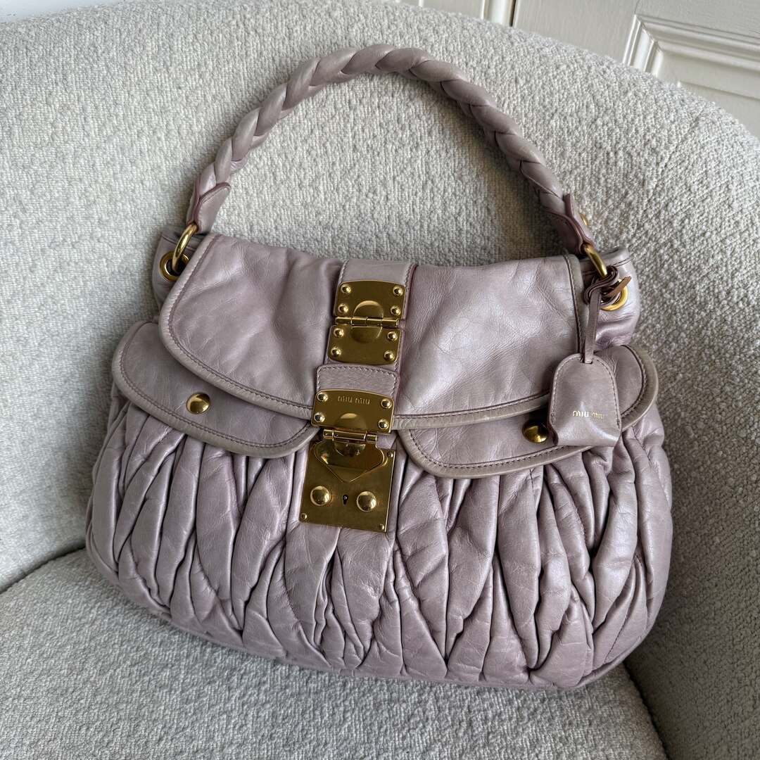 Miu Miu Matelasse Leather Dusty Pink Shoulder Bag