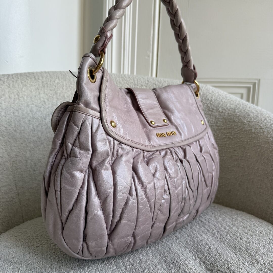 Miu Miu Matelasse Leather Dusty Pink Shoulder Bag