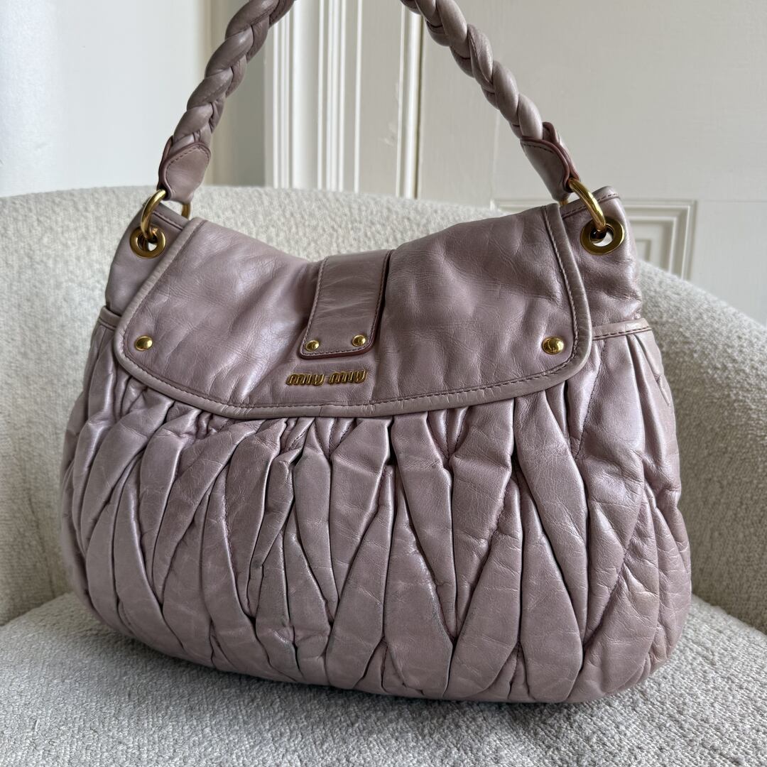 Miu Miu Matelasse Leather Dusty Pink Shoulder Bag