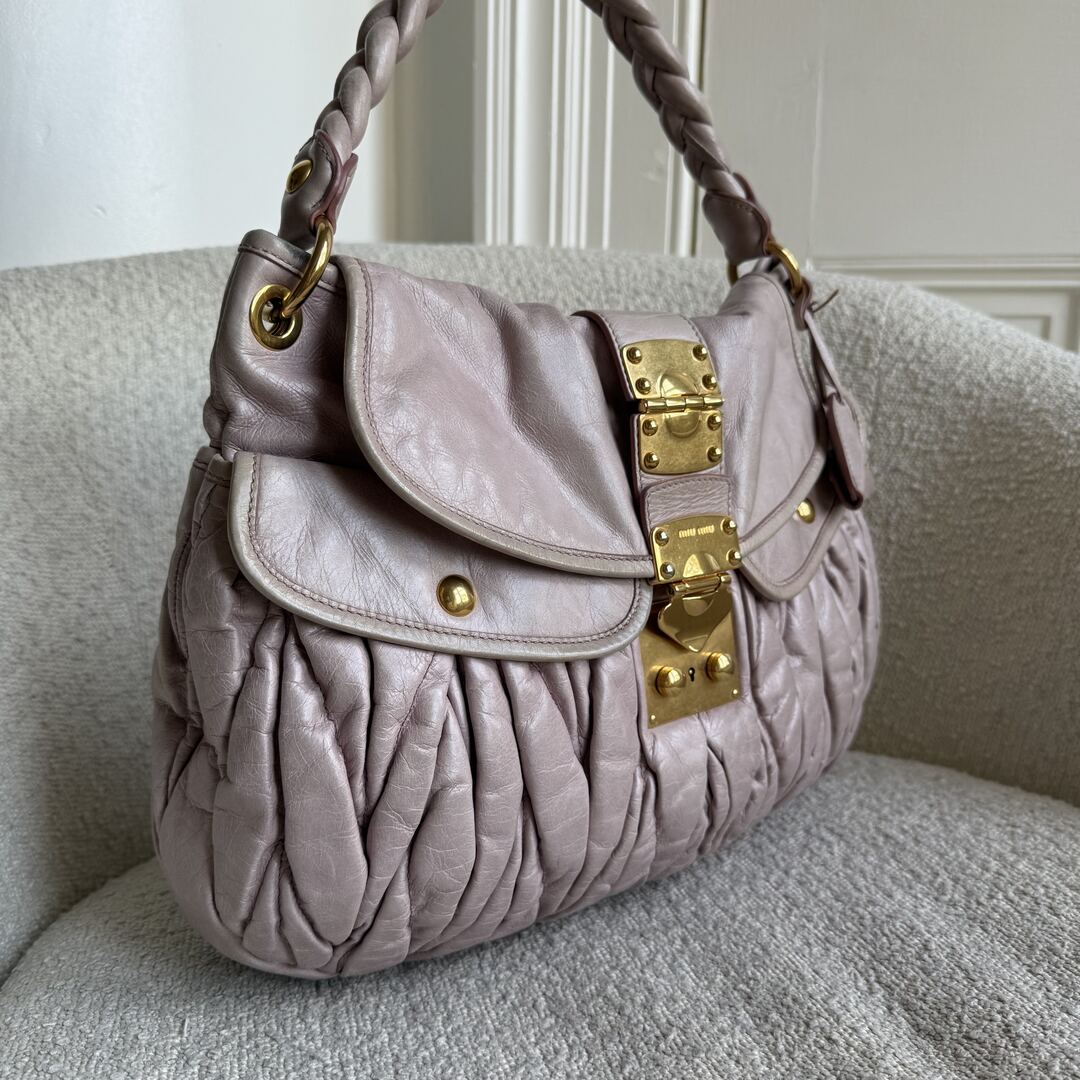 Miu Miu Matelasse Leather Dusty Pink Shoulder Bag