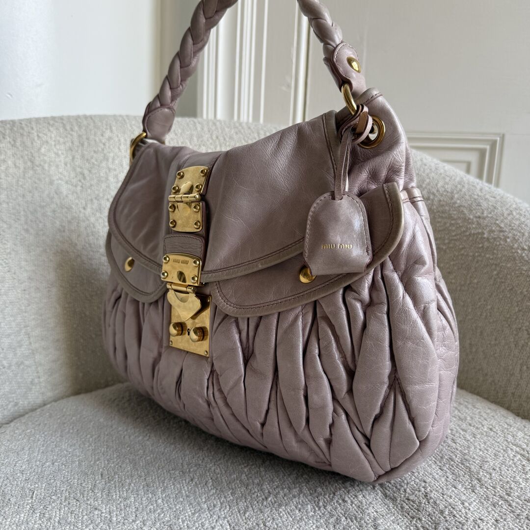 Miu Miu Matelasse Leather Dusty Pink Shoulder Bag