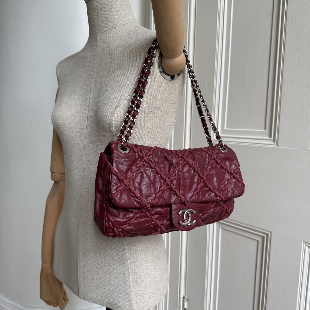 2011 Chanel CC Ultra Stitch Chain Bordeaux Flap Shoulder Bag