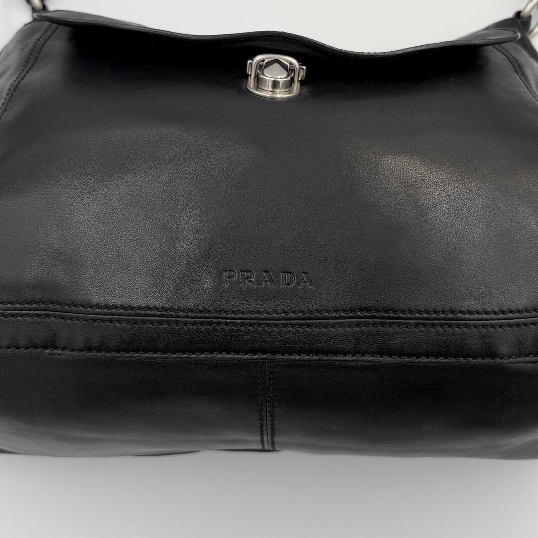 Prada City Nappa Leather Black Shoulder Bag