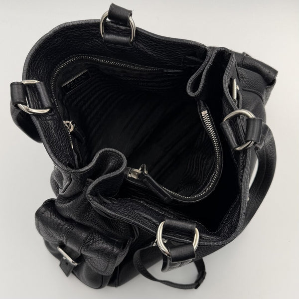 Prada Vitello Daino Leather Black Tote Bag