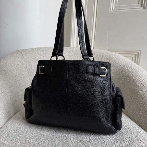 Prada Vitello Daino Leather Black Tote Bag