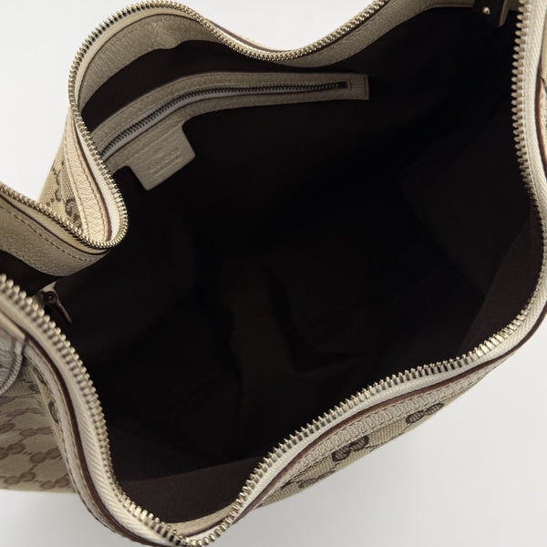 Gucci GG Canvas Glam Hobo White Shoulder Bag