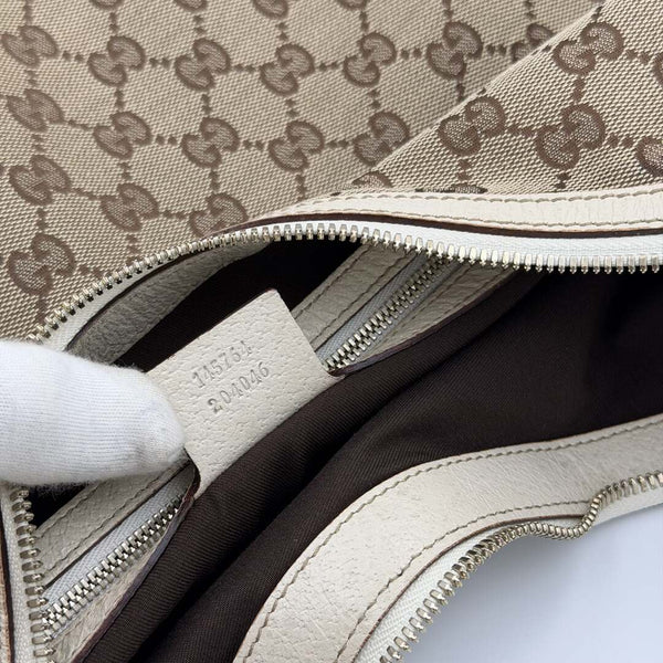 Gucci GG Canvas Glam Hobo White Shoulder Bag