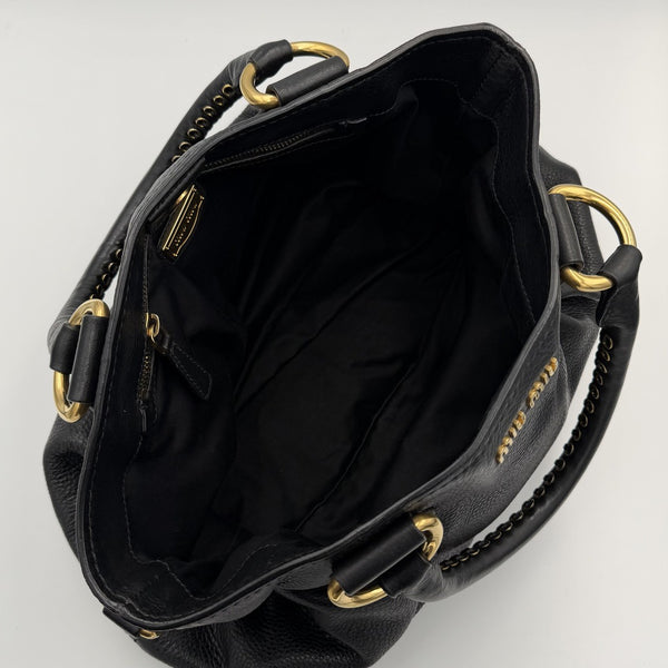 Miu Miu Vitello Leather Black Shoulder Bag