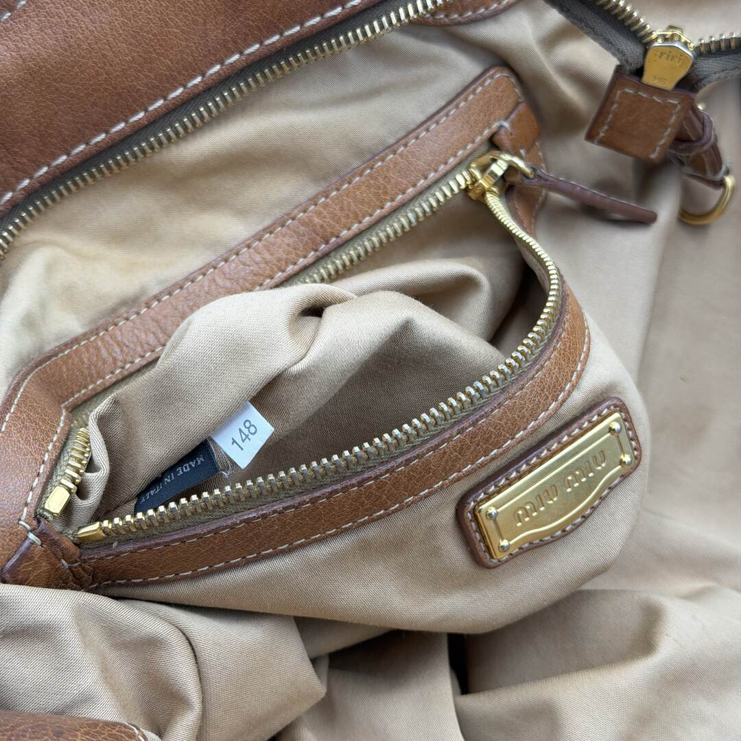 Miu Miu Hobo Leather Brown Tote Bag
