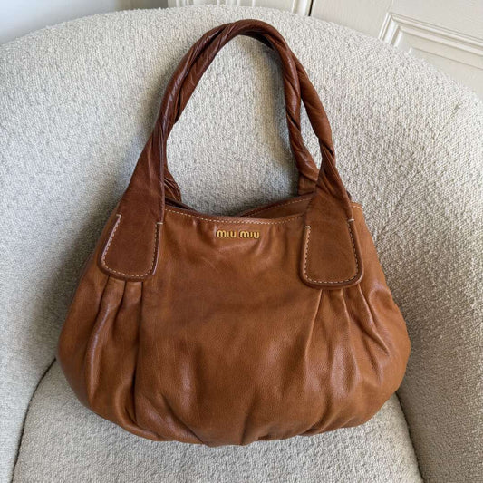Miu Miu Hobo Leather Brown Tote Bag