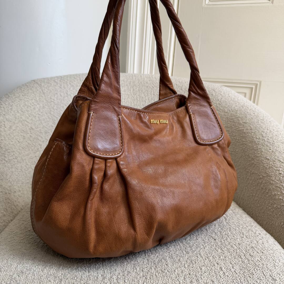 Miu Miu Hobo Leather Brown Tote Bag