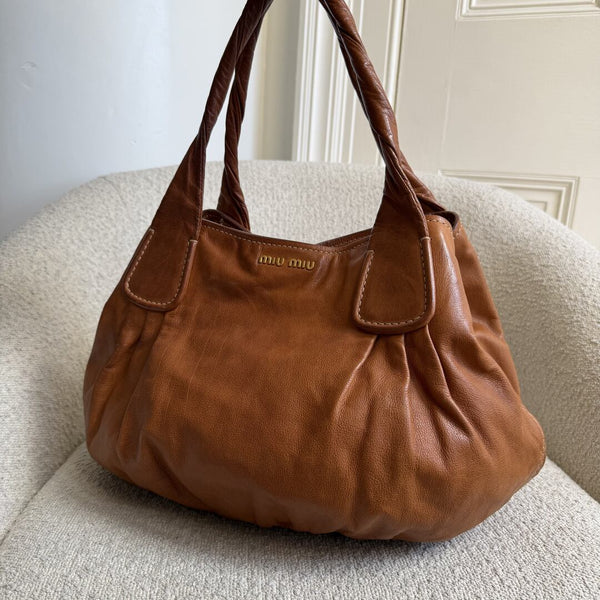Miu Miu Hobo Leather Brown Tote Bag