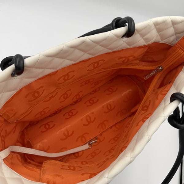 2005 Chanel Cambon Quilted Python White Tote Bag