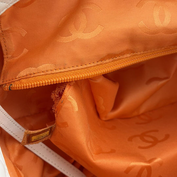 2005 Chanel Cambon Quilted Python White Tote Bag