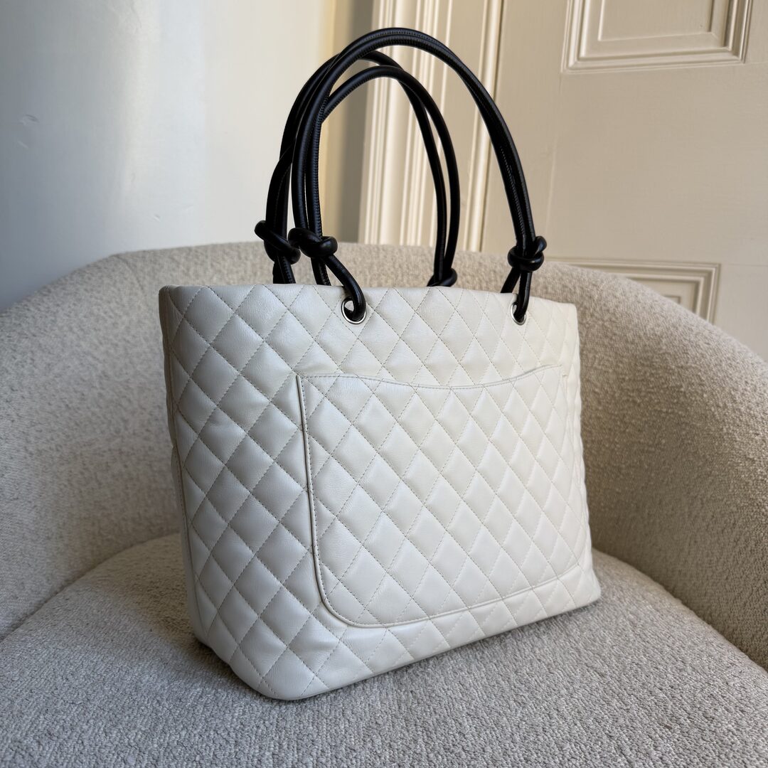 2005 Chanel Cambon Quilted Python White Tote Bag
