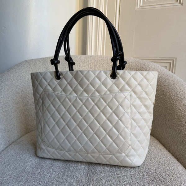 2005 Chanel Cambon Quilted Python White Tote Bag