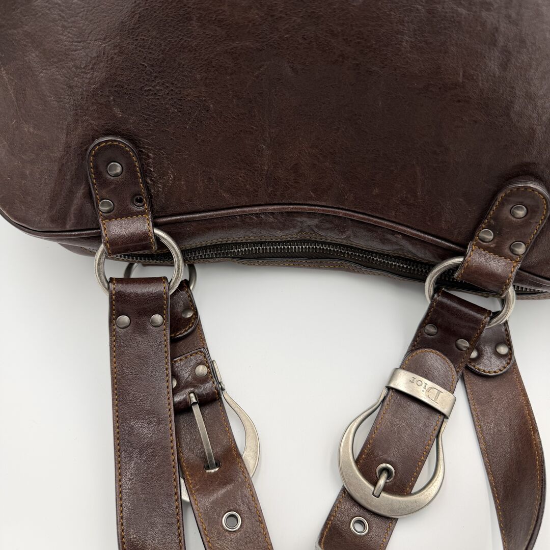Dior Gaucho Double Saddle Dark Brown Leather Shoulder Bag