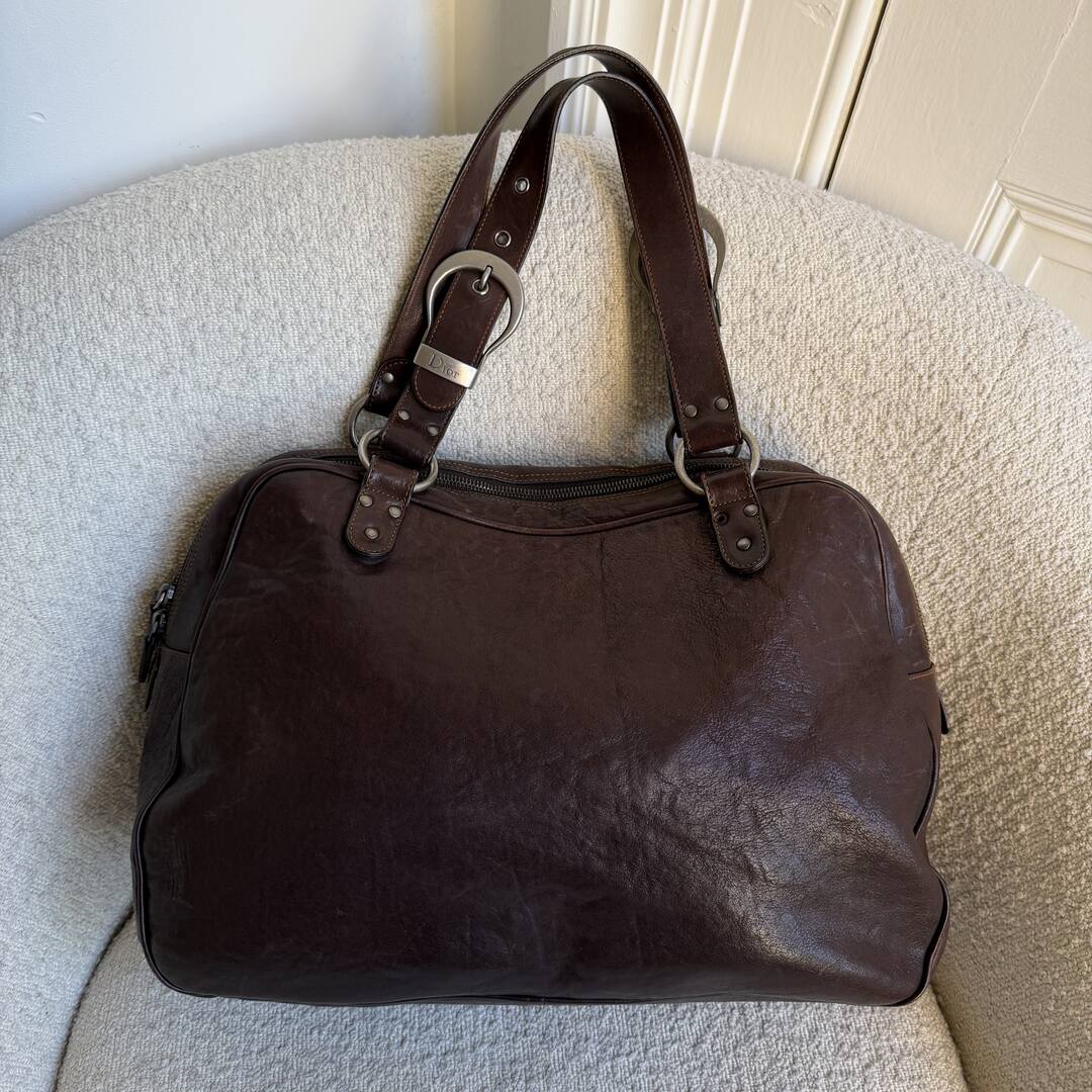 Dior Gaucho Double Saddle Dark Brown Leather Shoulder Bag