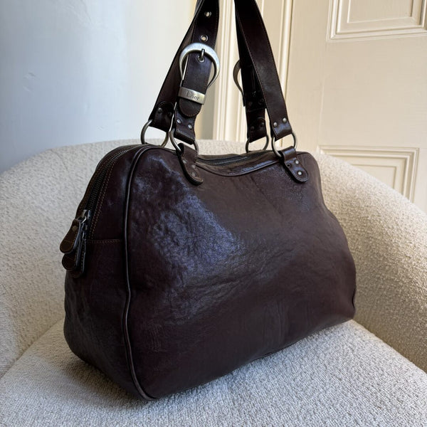 Dior Gaucho Double Saddle Dark Brown Leather Shoulder Bag