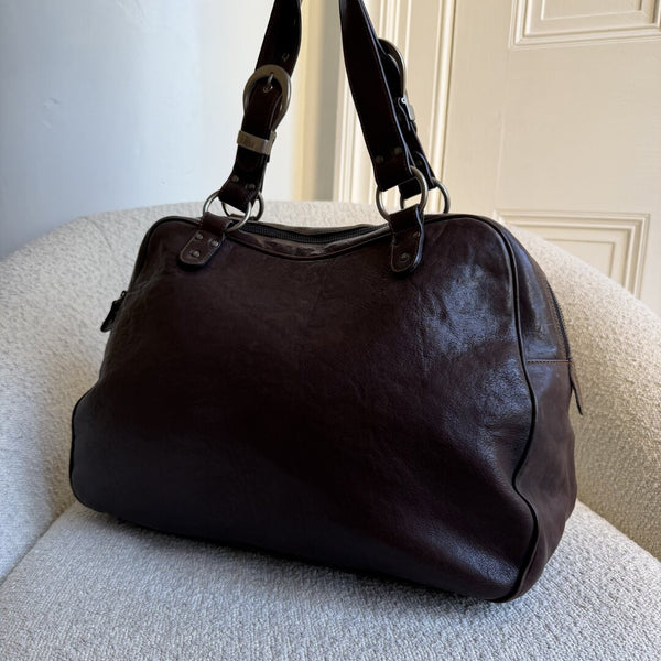 Dior Gaucho Double Saddle Dark Brown Leather Shoulder Bag