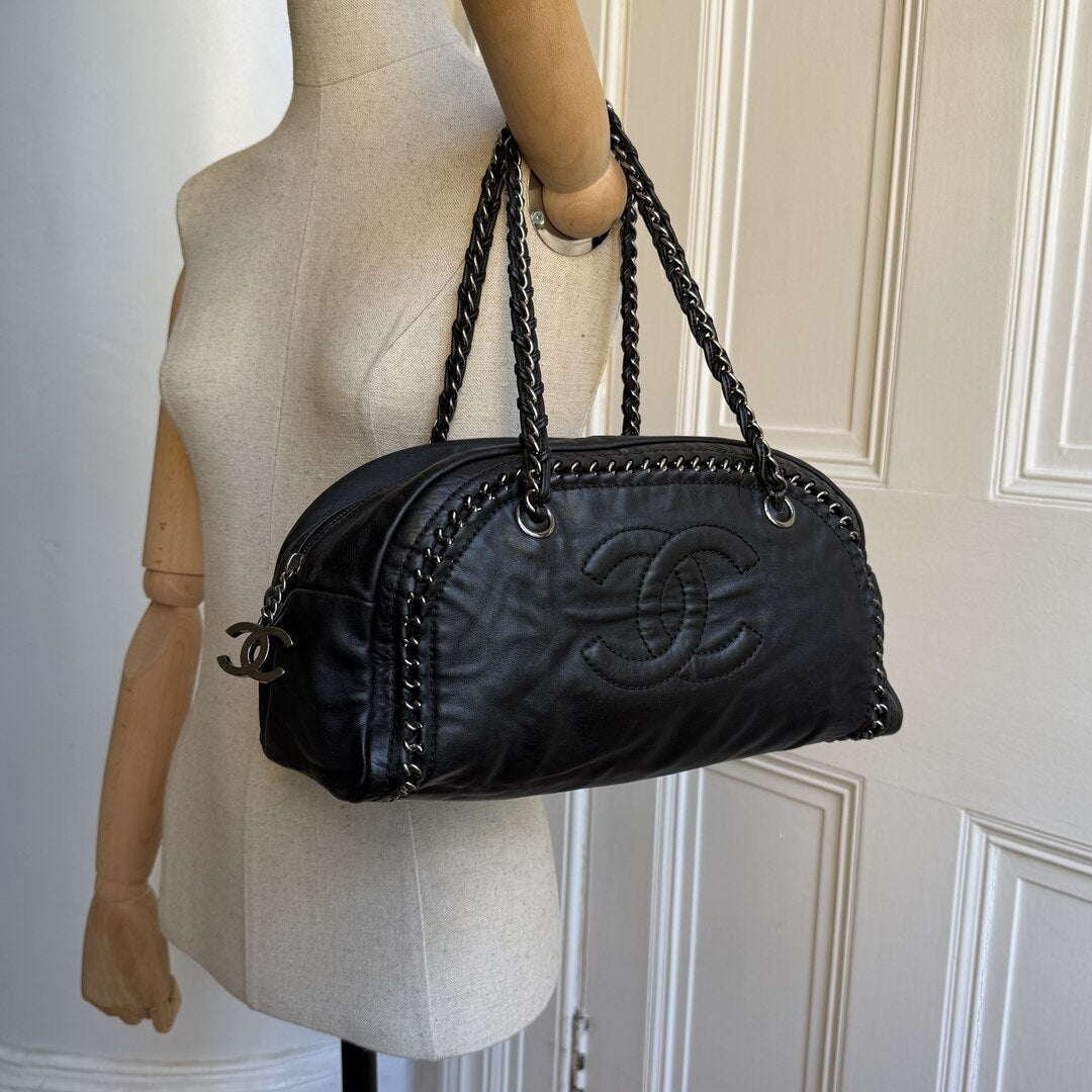 2005 Chanel Lux Ligne Bowler Black Shoulder Bag