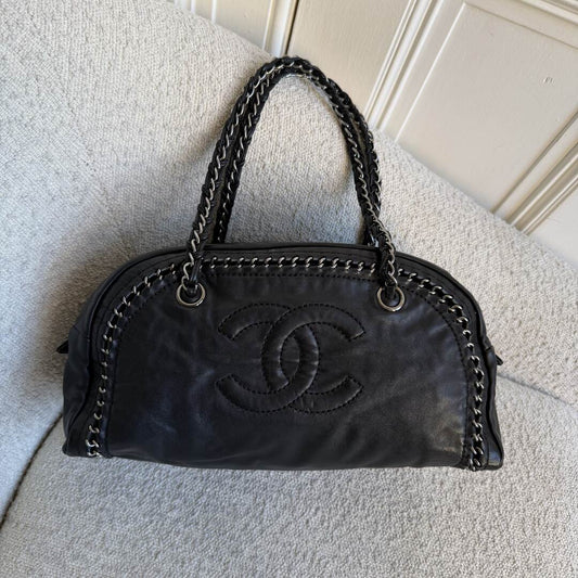 2005 Chanel Lux Ligne Bowler Black Shoulder Bag