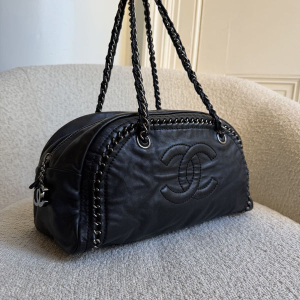 2005 Chanel Lux Ligne Bowler Black Shoulder Bag