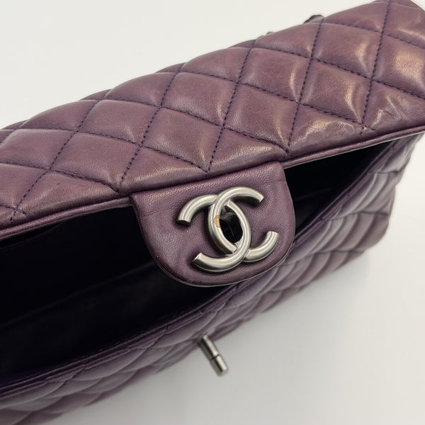 2008 Chanel East West Purple Leather Flap Mini Shoulder Bag