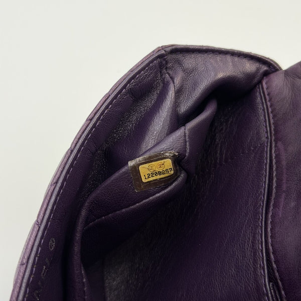 2008 Chanel East West Purple Leather Flap Mini Shoulder Bag
