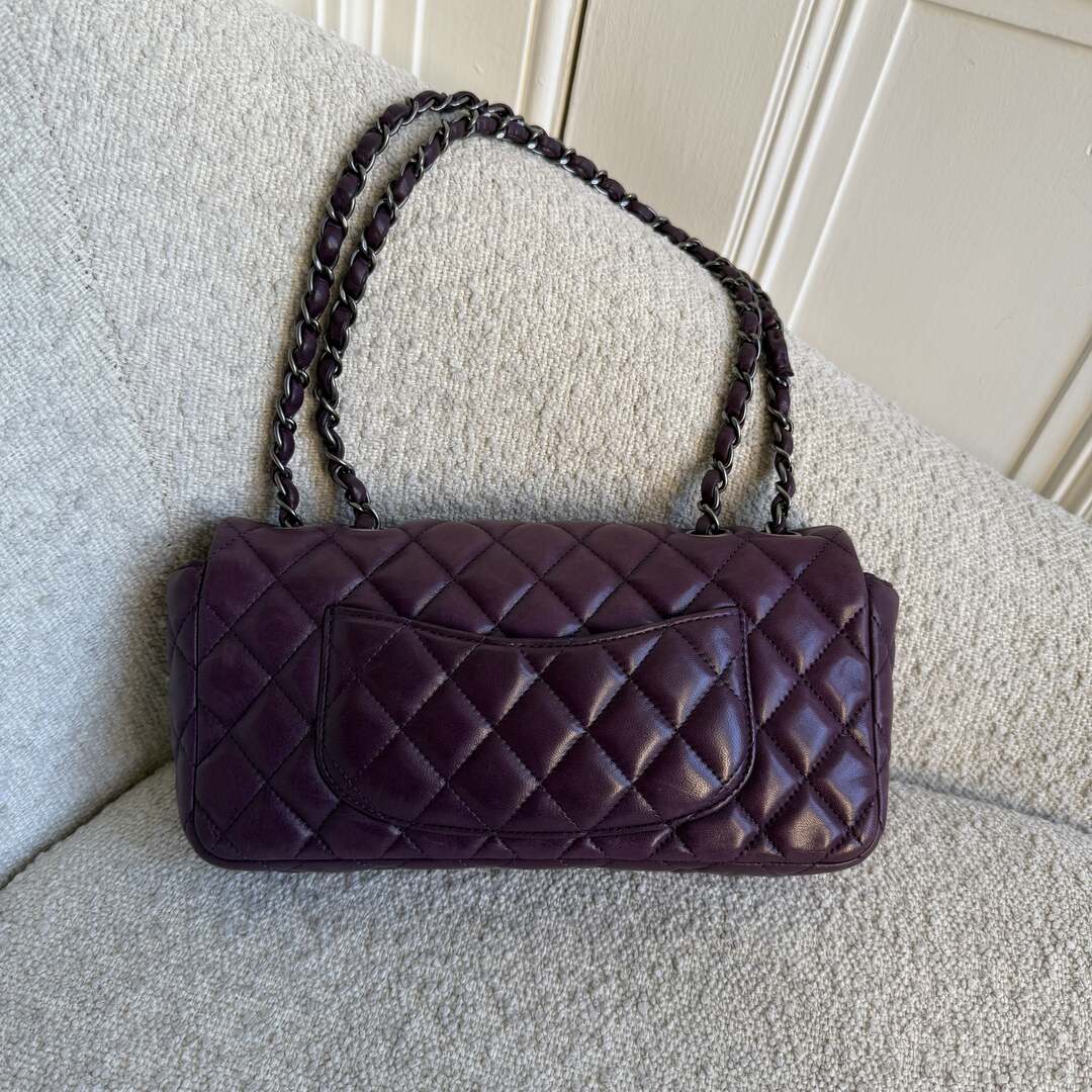 2008 Chanel East West Purple Leather Flap Mini Shoulder Bag