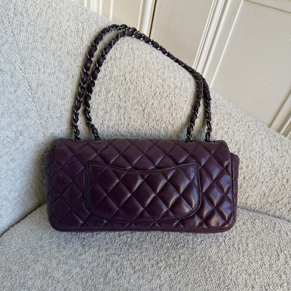 2008 Chanel East West Purple Leather Flap Mini Shoulder Bag