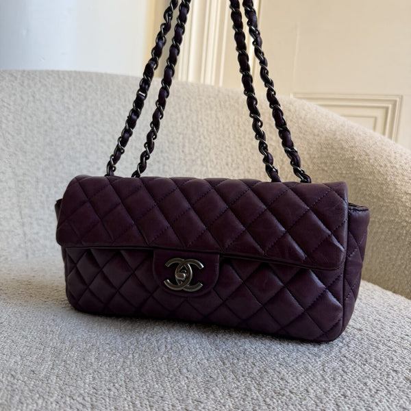 2008 Chanel East West Purple Leather Flap Mini Shoulder Bag