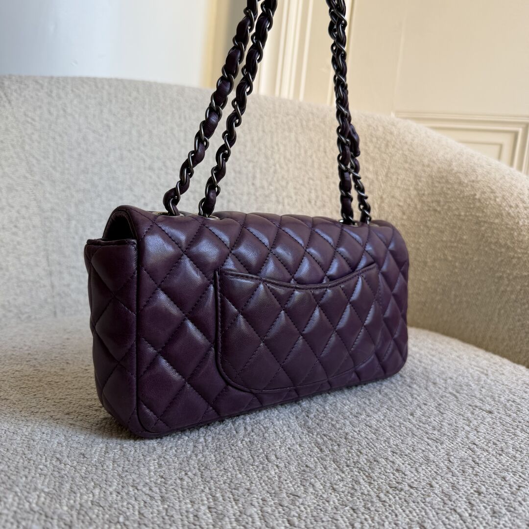 2008 Chanel East West Purple Leather Flap Mini Shoulder Bag