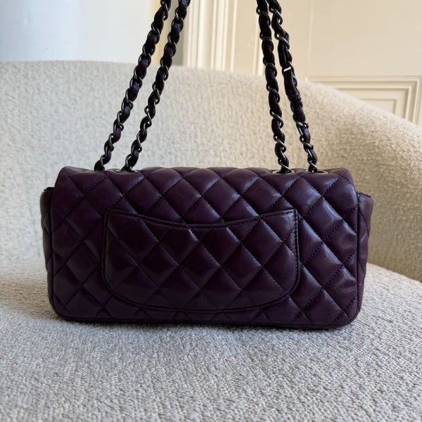 2008 Chanel East West Purple Leather Flap Mini Shoulder Bag