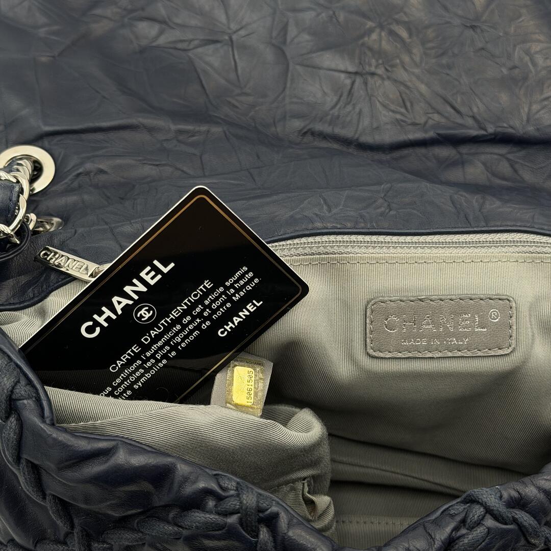 2011 Chanel CC Ultra Stitch Maxi Chain Blue Flap Shoulder Bag