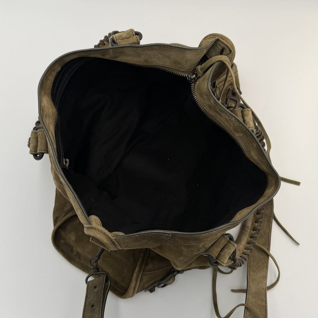 2025 Balenciaga Suede Le City Green Medium Handbag